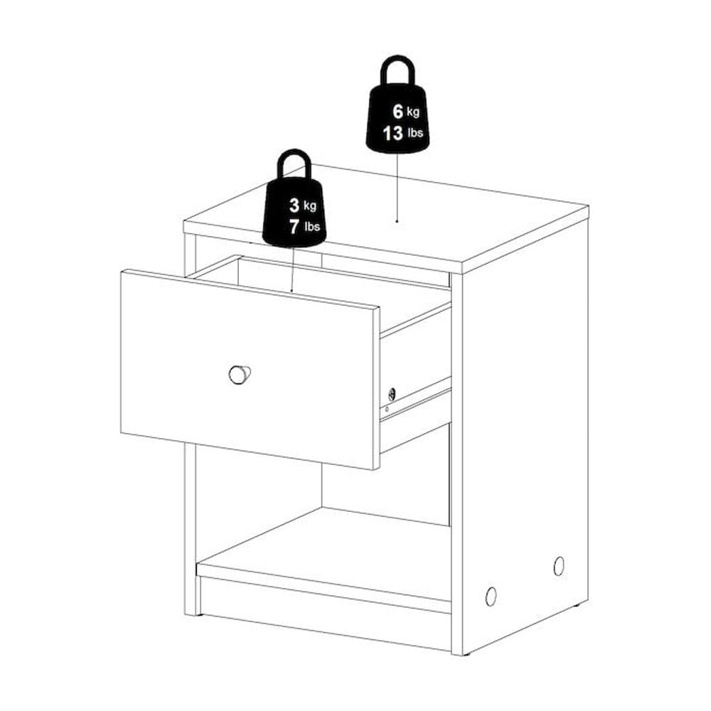 Tvilum Studio 1 Drawer and 1 Shelf Bedroom Nightstand for Adults- Set of 2, White
