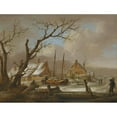 thumbnail image 3 of Jan Van Os 18x15 Black Modern Framed Museum Art Print Titled - A Winter Landscape, 3 of 5