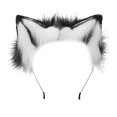 thumbnail image 1 of Gorro con orejas de pelo largo de gato y zorro, disfraz de Lobo, Animal, decoración de fiesta para Halloween, vino, rojo y blanco, 1 of 5