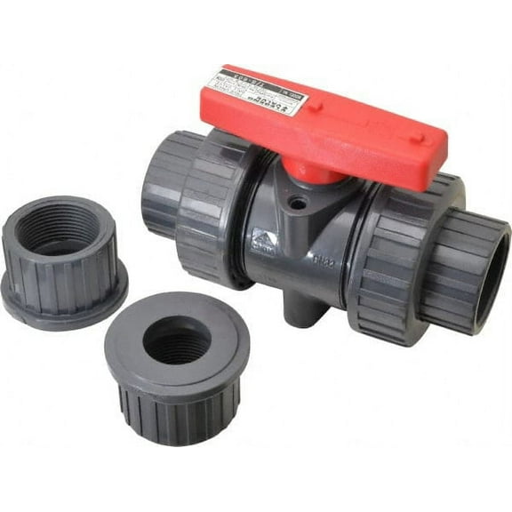 1-1/4" Pipe, Full Port, PVC True Union Design Ball Valve