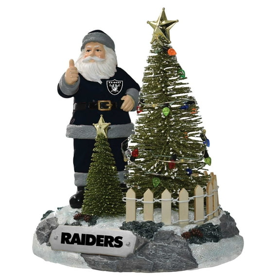 The Memory Company Las Vegas Raiders Santa Figurine with LED Tree