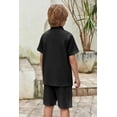 thumbnail image 6 of Arshiner Boys Summer Beach Outfits 2 Piece Casual Button Down Shirt and Shorts Set Vacation Texture Sets, 6 of 7