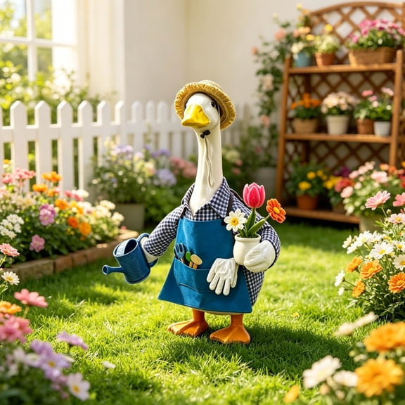 AuroraX Porch Goose Outfits 23" 19" Porch Goose Clothes Set Summer Seasonal Fall Gardener Lawn Garden Decor Outdoor Yard Porch Goose Accessories Blue