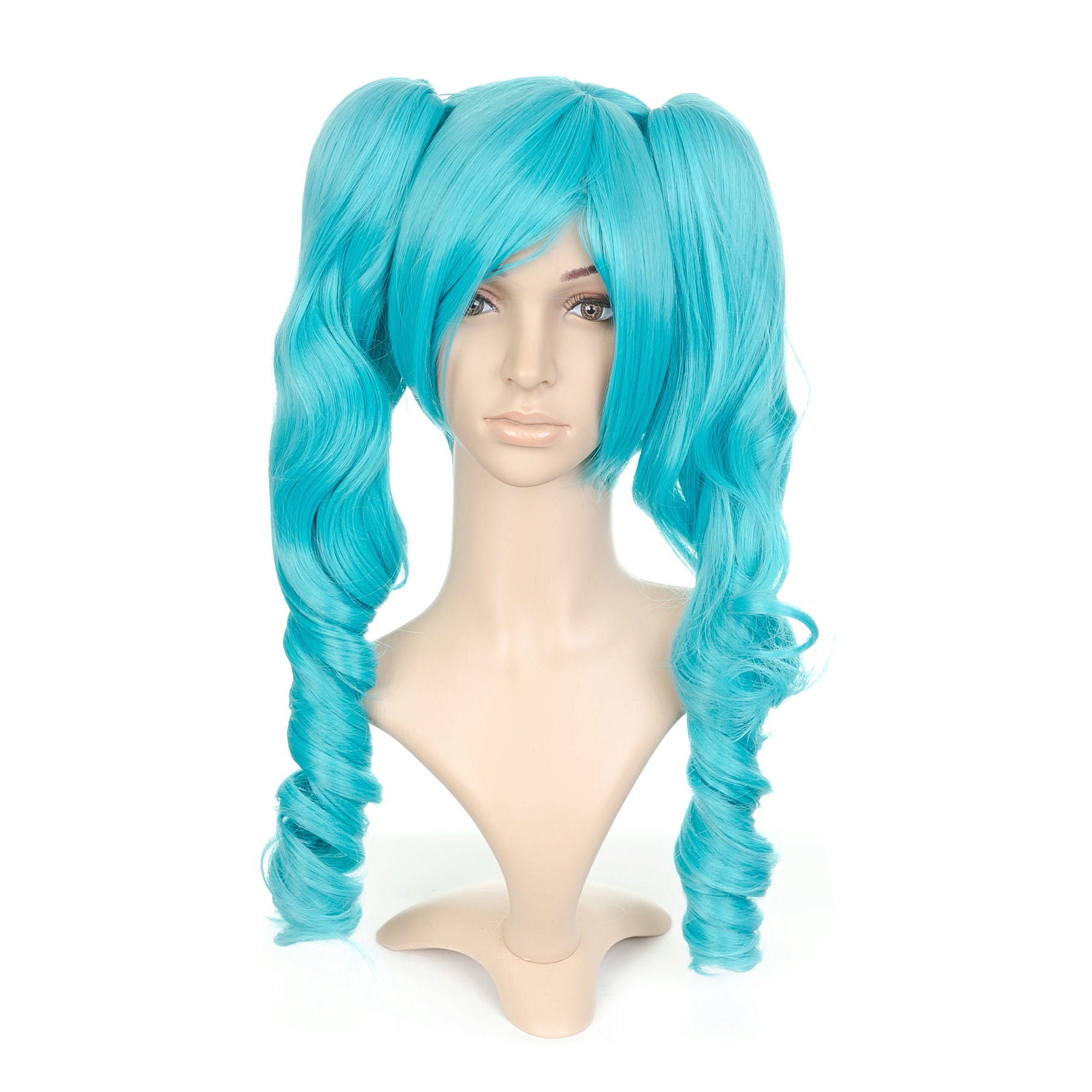Aqua Blue Anime Cosplay Costume Wig w/ Curly Pigtails - Walmart.com ...