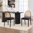thumbnail image 2 of Leumius Rattan Dining Chairs Set of 2, Upholstered Linen Dining Room Chairs with Backrests, Modern Kitchen Chairs with Wood Legs for Dining Room, Black, 2 of 9