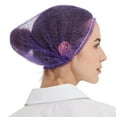 thumbnail image 6 of ProtectX 100 Pack Purple Disposable Hair Nets, Elastic Head Cover, Bouffant Caps, Sanitation Head Cover for Food Service, Spa Men & Women - 21 inch, 6 of 7