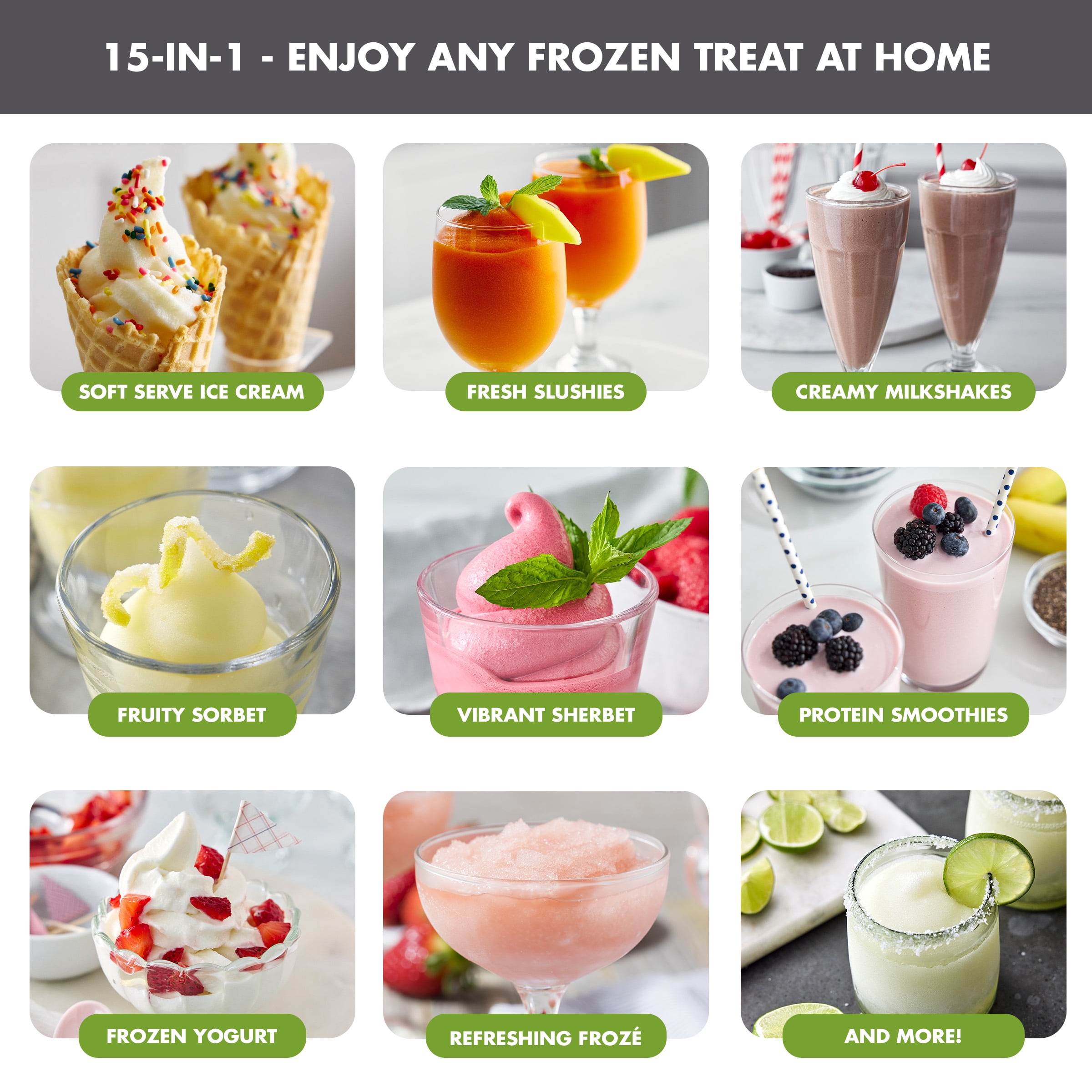 GreenPan Frost 6-Mode Ice Cream, Frozen Drink, Slushie & Milkshake Maker, No Freezer Needed