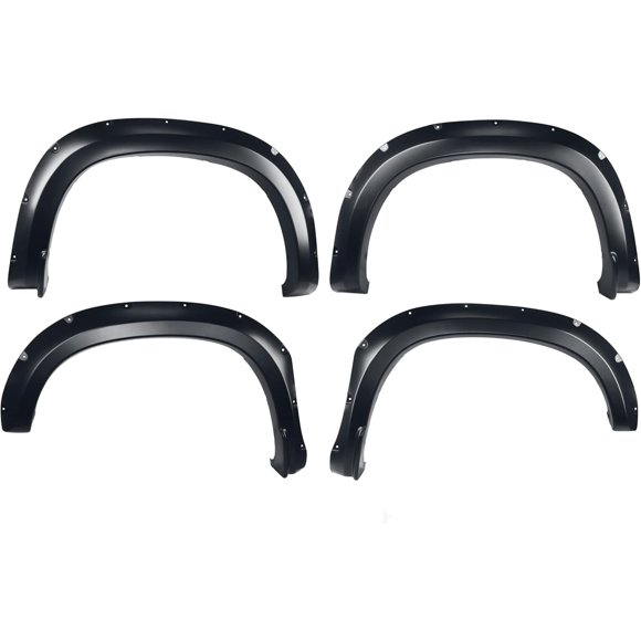 LAX 4 PCS 2019-2021 Chevy Silverado 1500 5'8'', 6'5'', 8'' Bed, Pocket Bolt-Riveted Rugged Style Fender Flares | Paintable Smooth Matte Black Wheel Flare Cover | Front and Rear Wheel Protector