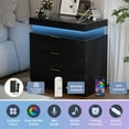 thumbnail image 3 of GZXS 3-Drawer Nightstand with Sliding Top, Built-in Charging Station & RGB LED Lights, Modern Black Bedside Table with Storage for Bedroom, 28.8"L x 17"W x 30.5"H, 3 of 8