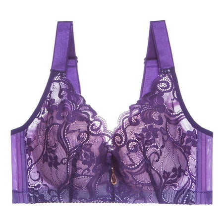 

Bras For Women Fashion Pure Color Lace Gathering Without Steel Ring Thin Bra Underwear