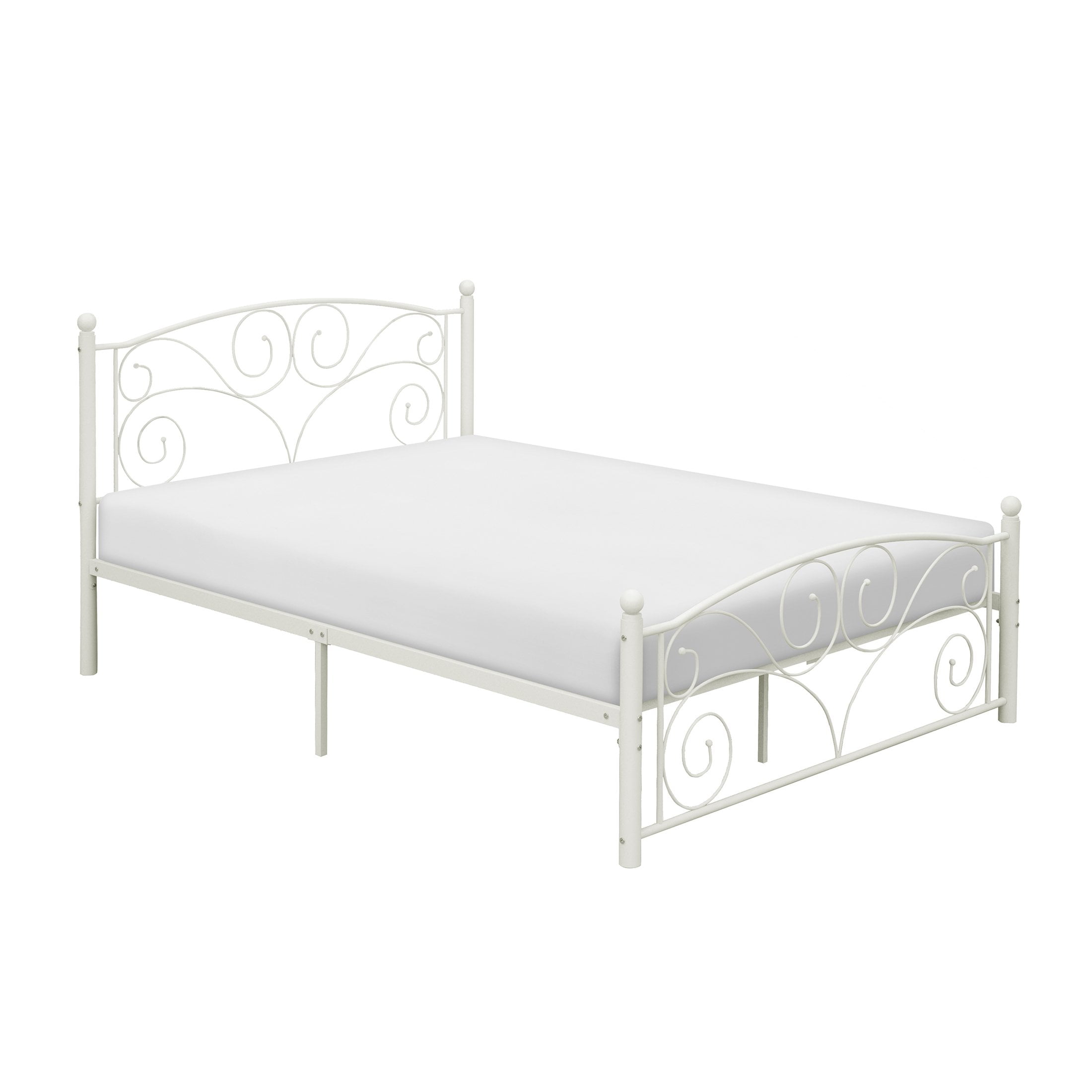 OakvillePark Miter Open-Frame Metal Platform Bed, Full, White