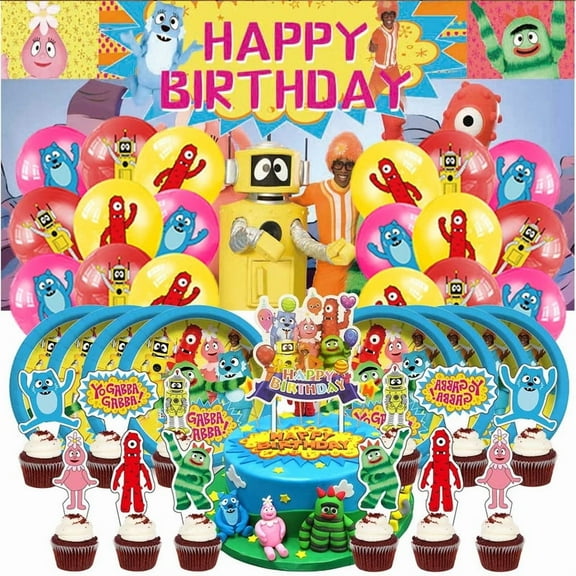 Birthday Party Supplies Balloons Paper Plates Decoration Cake Topper Decor Tableware Banner Backdrop