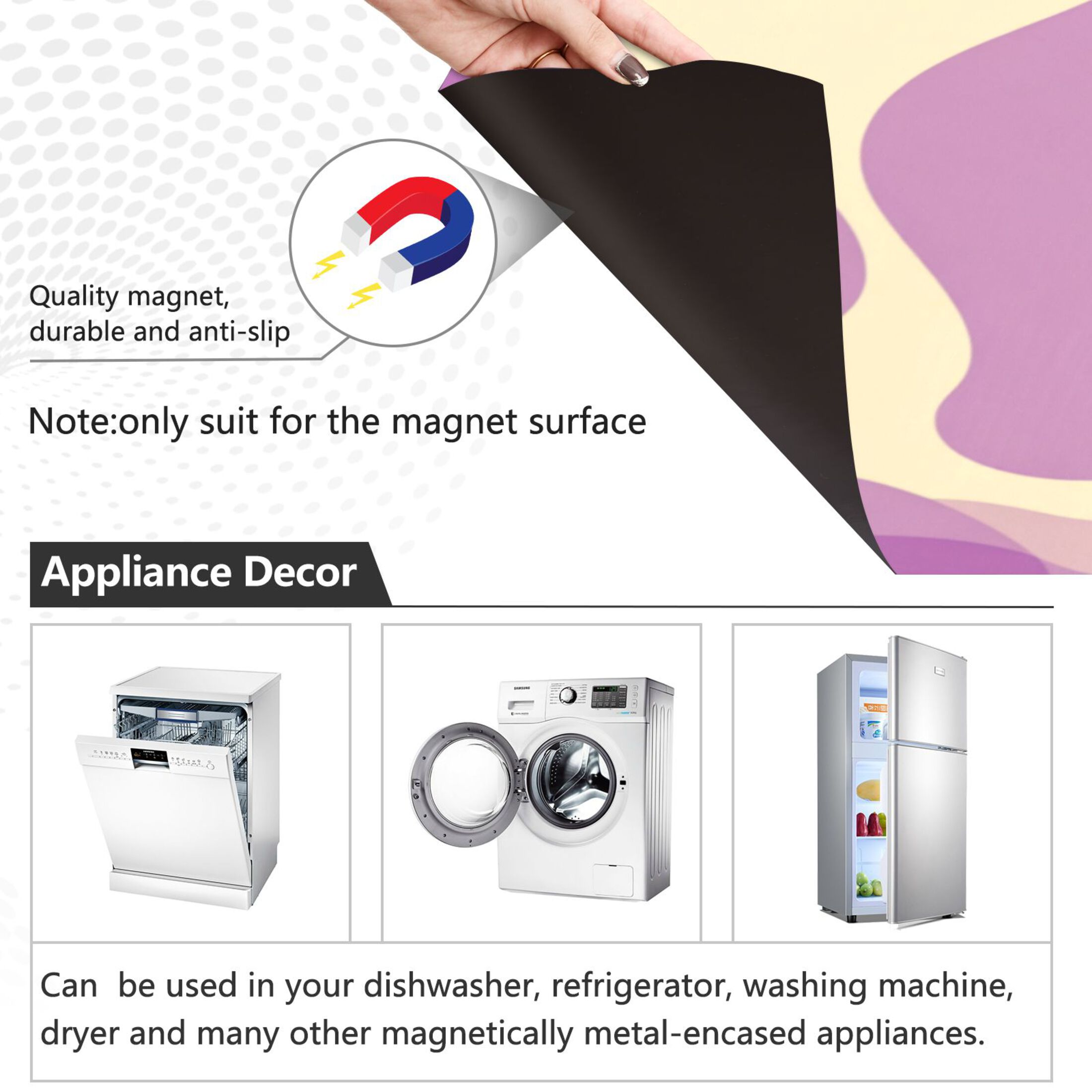 Dishwasher Magnetic Refrigerator Magnet Cover Sticker Home Decorative 23"x26" Light Purple Cream Flowing