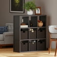 thumbnail image 6 of Winsome Wood Timothy 3x3 Black Storage Shelf with 6 Foldable Woven Chocolate Baskets, 6 of 10