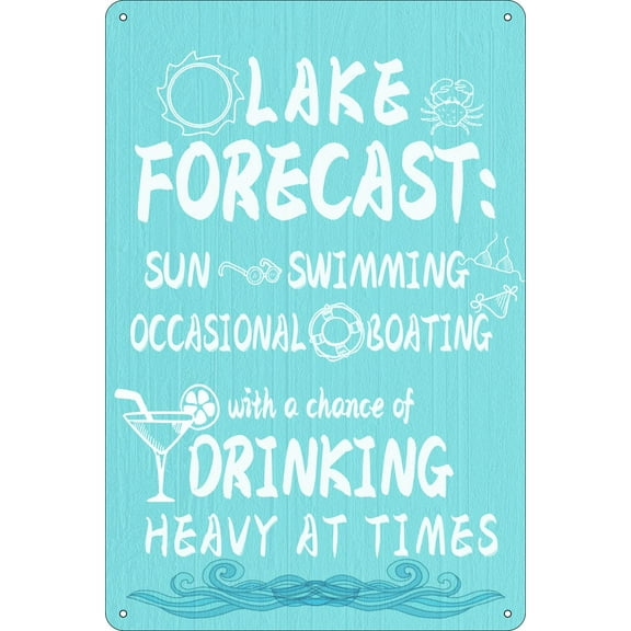 Vintage Metal Tin Sign Lake Forecast - Great Lake Wall Decor Funny - Retro Sign for Home Living Room Bedroom Decor Gifts - (Aluminum) Size: 8 x 12 inch
