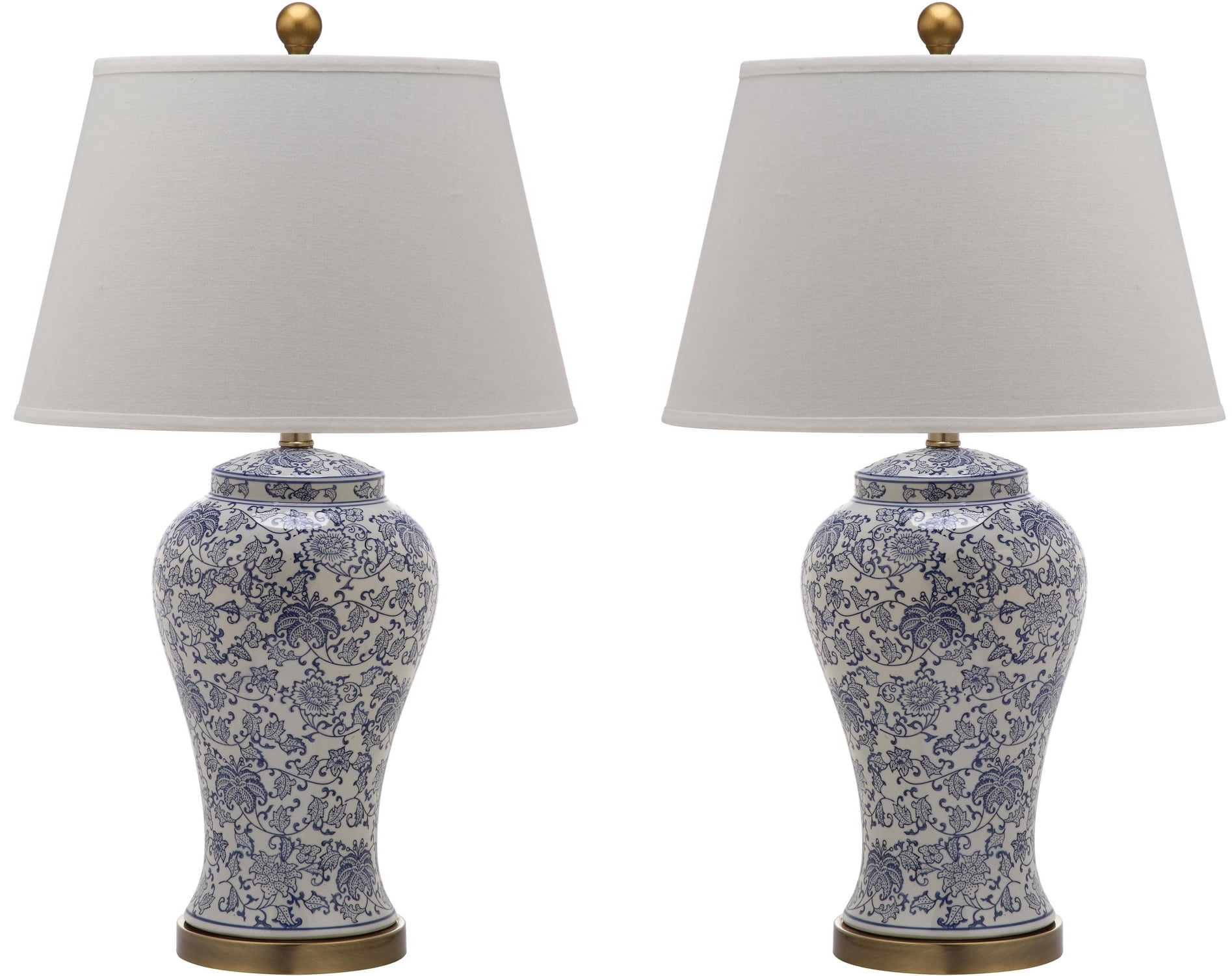 SAFAVIEH Spring 29 in. H Floral Blossom Table Lamp, Blue/White, Set of 2