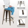 thumbnail image 5 of 26 inch Metal Bar Stools Set of 4 Modern Counter Height Stools with Backs Industrial Low Back Bar Chairs for Indoor Outdoor Matte Black, 5 of 20
