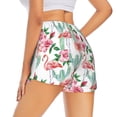 thumbnail image 3 of Xecao's Flamingo Flower for a double-layer running short for women, perfect for gym, tennis, and more, featuring a convenient pocket., 3 of 9