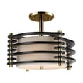 thumbnail image 3 of Woodbridge Lighting Steps 3-light Wood & Fabric Semi Flush Fixture in Espresso, 3 of 4