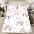 thumbnail image 2 of Manfei Pink Gray Rainbow Twin Sheet Sets,Kawaii Loves Pattern Twin Fitted Sheet,Fairy Tale Theme Flat Sheet For Girls,Super Cozy Room Decor,3pcs, 2 of 7