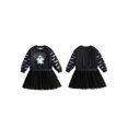 thumbnail image 2 of RUINIXCW Toddler Baby Girl Halloween Tutu Dress Outfit Kids Little Girl Fall Winter Dress Ghost Spider Web Print Long Sleeve Patchwork Tulle Dress, 2 of 9