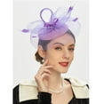 thumbnail image 4 of Mifelio Fascinators Hats for Women Tea Party Fascinator Ken/tuckys Derbys Hat Fascinator Pillbox Hat Headband for Cocktail Hair Accessories for Women Purple, 4 of 8