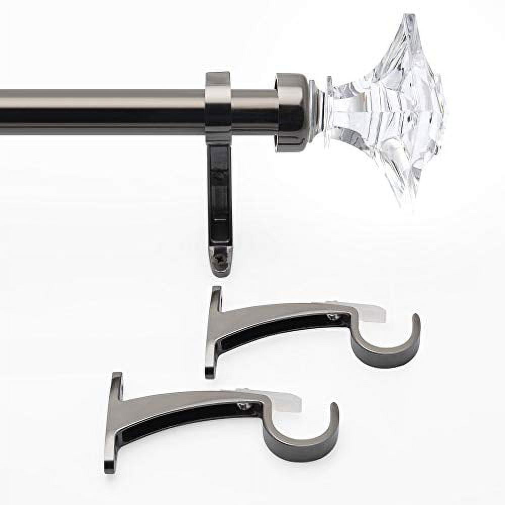 Deco Window 72 to 144 Inches Adjustable Curtain Rod for Windows with Arcyclic square Finials & Bracket Set (1'' Diameter, Nickel)
