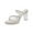 White, variant on XIMIN Women's Backless Chunky High Heels Sandals Square Toe Two Thin Strap Slip On Soft Bottom Dress Sandal Slides Transparent Strap Wedding Business Party (9, Silver)
