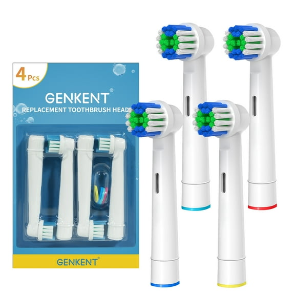 GENKENT 4 Pack Daily Clean Replacement Toothbrush Heads for Oral B Braun Electric Toothbrush