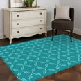 thumbnail image 3 of 4x6Ft Area Rugs Teal Morocco Non-Skid Rubber Backing Large Rectangle Rugs - Living Room Bedroom Home Office, Geometric Leaf Diamond Lattice Abstract Indoor Floor Mat Carpets Washable Rug, 3 of 9