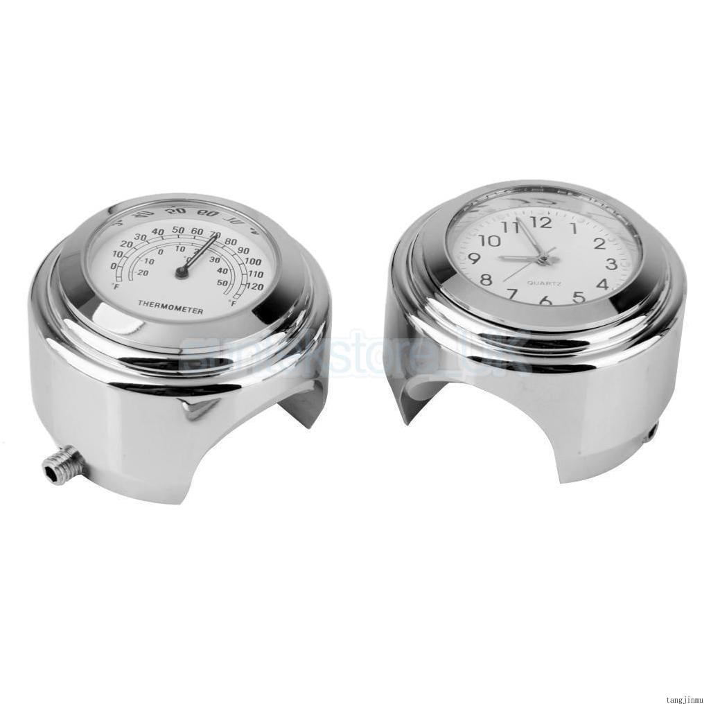 7/8" 1" Handlebar Chrome Dial Clock For Motorcycle Cruiser Bike