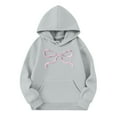 thumbnail image 4 of YOUYEDIAN Girls Bow Print Hoodies Long Sleeve Sweatshirts Causal Drawstring Pullover 2026 New Hoodie Gray 6-7 Years, 4 of 4
