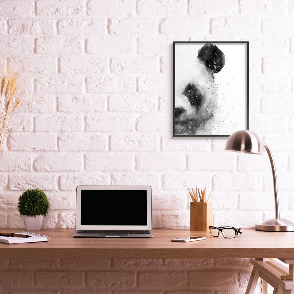 Stupell Industries Watercolor Panda Beer Face Abstract Black White Animal Framed Wall Art Design by Brandon Wong, 24" x 30", Black Framed