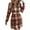 Orange, variant on Women Long Sleeve Jacket Button Down Flannel Plaid Tunic Dresses With Belt Casual Shirt Dress Collared Long Coats