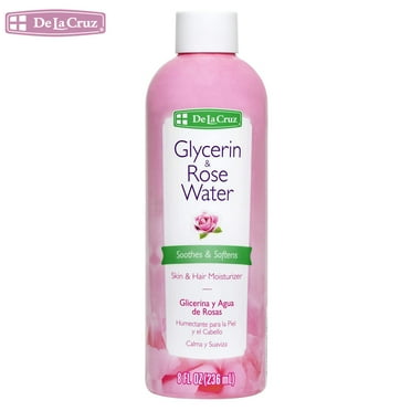 De La Cruz Glycerin and Rose Water Facial Toner Skin and Hair Moisturizer, All Skin Types, 8 fl oz