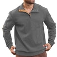 thumbnail image 4 of Blekii Men's Jacquard Knit Sweatshirt, Button Detail Stand Collar Pullover, Textured Pattern Long Sleeve Top, Smart Casual Layer for Spring/Fall, Lightweight And Breathable, Stylish, 4 of 5