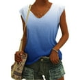 thumbnail image 2 of ZQGJB Women's Cap Sleeve Tank Tops Trendy U Neck Tie Dye Gradient Print Summer Casual Shirts Loose Relaxed Fit Basic Workout Tees Blouse Navy XXL, 2 of 4