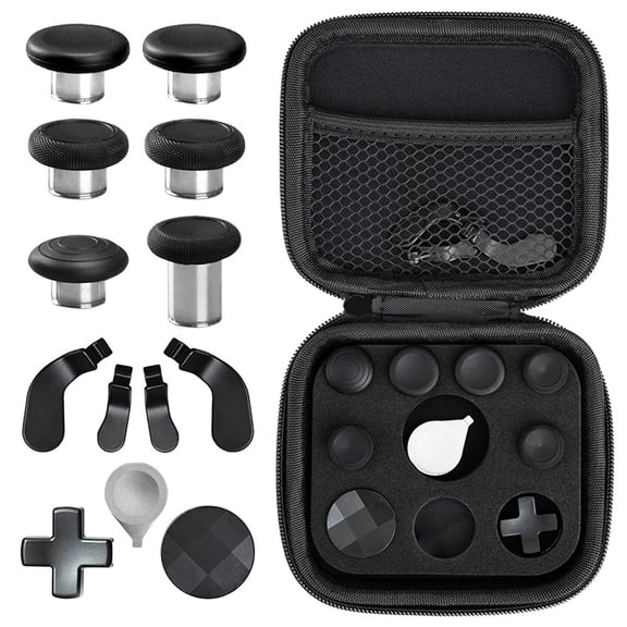 navor 14-in-1 Metal Thumbsticks Kit Compatible with Xbox One Elite Series 2 Controller & Core – 6 Joysticks, 4 Paddles, 2 D-Pads, Tool & Case Replacement Set