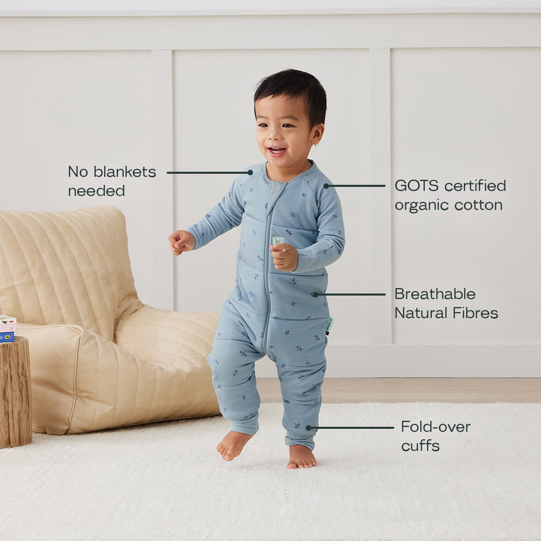ergoPouch 3.5 TOG Sleeping Onesies For Baby Girl and Baby Boy - Baby Onesies for Easy Diaper Changes - Baby Girl Onesies Made with Breathable Materials (6-12 Months, Dragonflies)