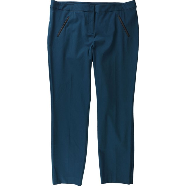 Alfani - Pantalones casuales para mujer con ribete de piel sintética alftalteal 14 x 26 Alfani Trousers