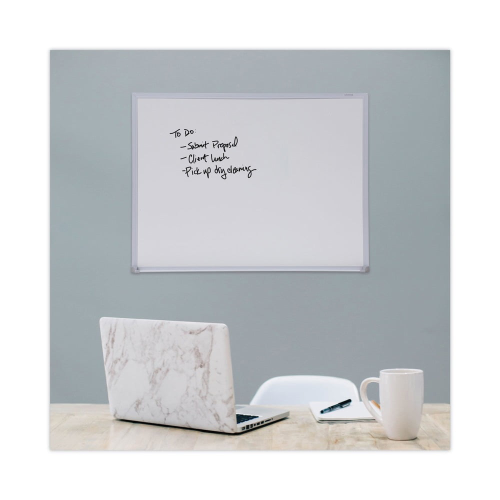 Universal UNV43622 24 in. x 18 in. Melamine Dry Erase Board with Anodized Aluminum Frame - White Surface
