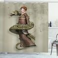 thumbnail image 1 of Ambesonne Fantasy Shower Curtain, Geisha with Huge Dragon, 69"Wx75"L, Olive Green Eggshell, 1 of 3