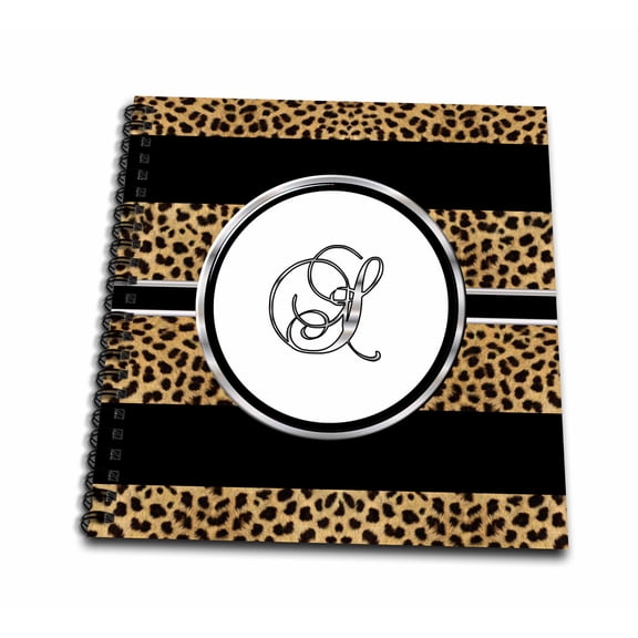 3dRose, Elegant Cheetah Animal Print Monogram Letter S, Mini Notepad 4 x 4 inch