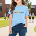 thumbnail image 5 of Girls Rainbow Heart T-Shirt Short Sleeve Cotton Kids Top Casual Crew Neck Blue Graphic Print Sizes 4T-12,Size 7 T, 5 of 9