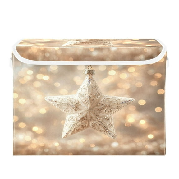 Storage Box With Lid 16.5x12.6x11.8In Foldable Stacked Household Storage Box Christmas Star