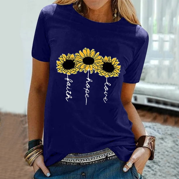 Pntutb Mujeres Casual Carta Impresión Mangas Cortas O-Cuello Camiseta Suelta Blusa tops Pntutb Pntutb-3521