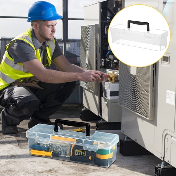 Clear Plastic Tool Box Organizer, Portable Hardware Storage Box with Snap Lid for Screws, Nuts, Bolts, Fishing Tackle Accessories