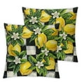 thumbnail image 2 of Acheng AVOIN Watercolor Stripes Hello Sunshine Throw Pillow Cover, Buffalo Plaid Lemon Wreath Bicycle Squeeze The Day Cushion Case for Sofa Couch Set of 2 White, 2 of 6
