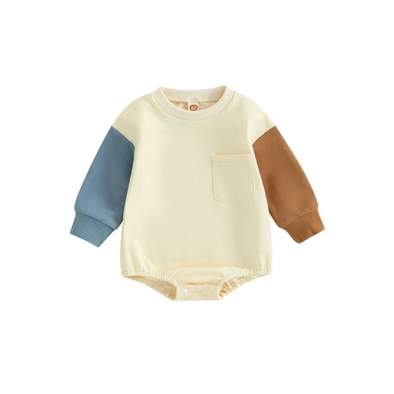 Bagilaanoe Newborn Baby Girl Oversized Romper Sweatshirt Long Sleeve Bodysuits Contrast Color Pullover 3M 6M 12M 18M 24M Infant Casual Tee Tops