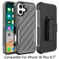 thumbnail image 2 of For Iphone 16 Plus 6.7 Inch Noble Lined Shockproof Dual Layer Hybrid - Blackgrey, 2 of 3